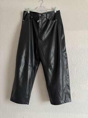 NWT Marc New York Andrew Marc Faux Leather Black Barrel Pants